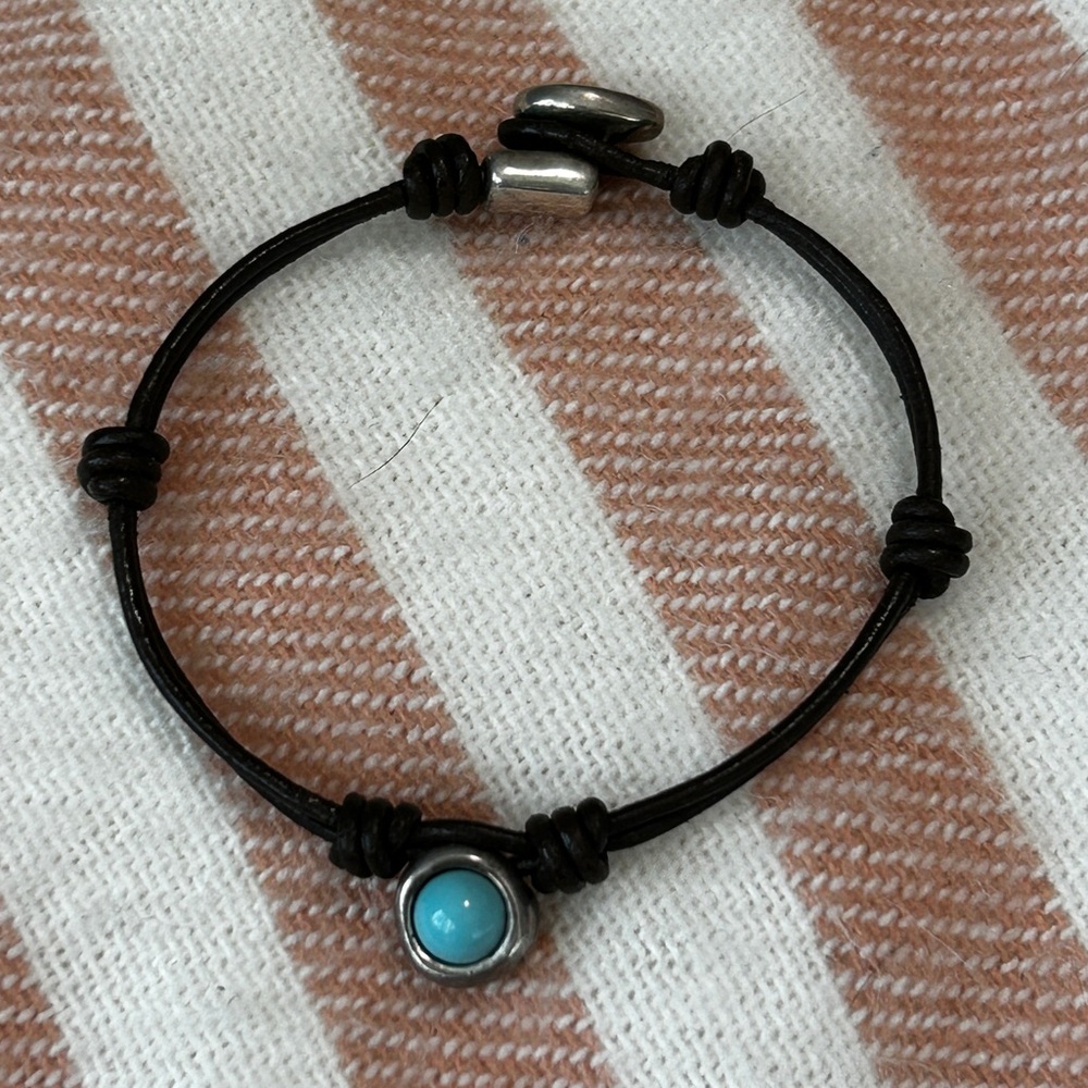 UNO de 50 Black and Silver Bracelet with Turquoise Detail